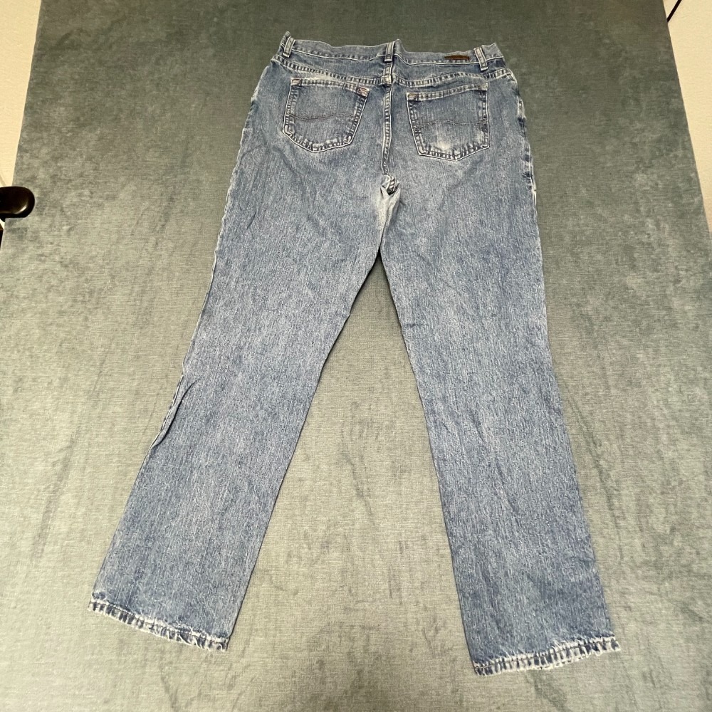 Lee Jeans Womens 12 Medium Blue Denim Cotton Stretch Relaxed Fit Straight Leg